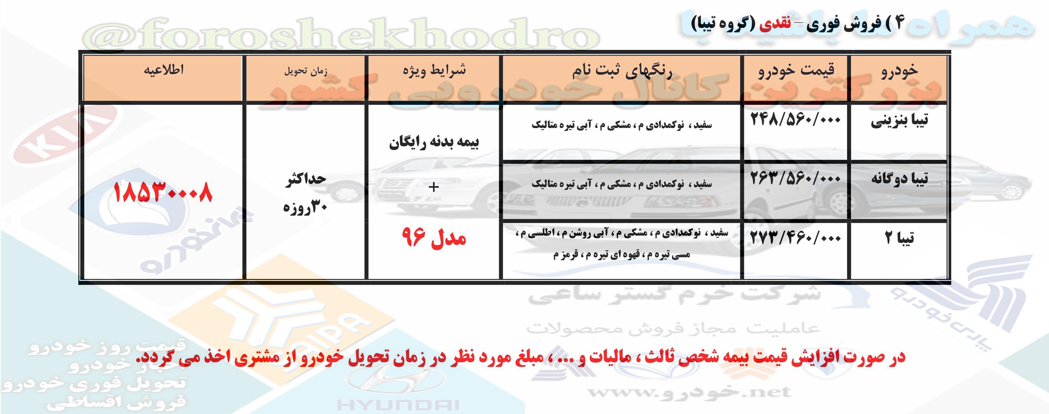 فروش اقساطی تیبا